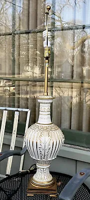 42” Marbro Hollywood Regency Table Lamp Acanthus Leaves Paste Flower Petals Gold • $495