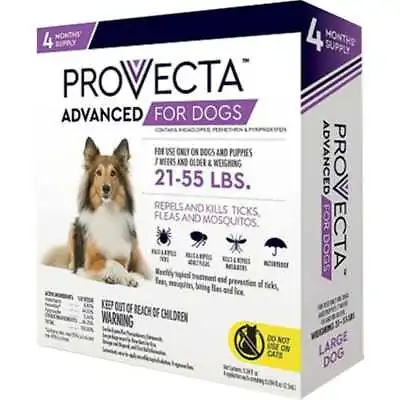 Dog Flea & Tick Treatment - Provecta 21 To 55 LBS - 4 Month Supply • $25.75