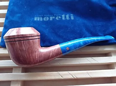 Pipe Moretti Rhodesian Natural Higt Grade Briar Pipe Stem Acrilic Blue 93 Oz.22 • $300