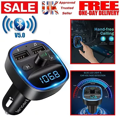 Uk Car Wireless Bluetooth Fm Transmitter Mp3 Player Usb Car Charger Adapter • £11.49