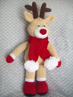£1.99 • Buy Cute Rudolph Red Nose Reindeer Toy KNITTING PATTERN DK 40cm 15  Christmas Gift 