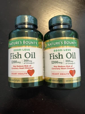 $23.99 • Buy Natures Bounty Odorless Fish Oil 60 Tabs 1200 Mg