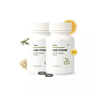 Traya Hair Vitamins Capsules Natural DHT Blocker & Biotin For Hair Growth60tab • $48.61