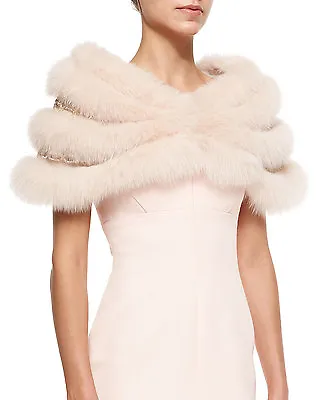 $4990 EXQUISITE J. MENDEL Tender ROSE Peachy Nude Fox Fur Chain Link STOLE • $2399.99