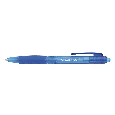 Q-connect Retractable Ball Point Pen // Box Of 10 // Blue Ink // Kf00268 • £7.97