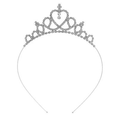  Crown Headband Hair Ties Kids Metal Tiara Rhinestone Headpiece Love • £4.59