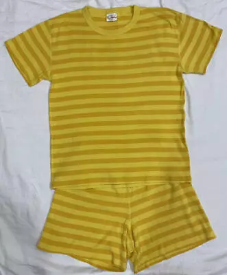 Hanna Andersson Women's Yellow Striped Shorts Pajama Set Size Medium M • $29.99