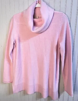 Chico's Womens Sweater M 8 Soft Pink Cowl Neck 100% Cashmere Luxe Generous • $45.99