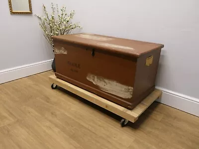 Antique Pine Large Wooden Blanket Storage Linen Toy Box      |9 • £15