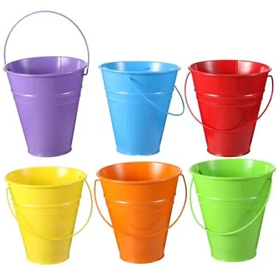 6 Pack Galvanized Bucket 5  Metal Bucket With Handles Metal Buckets And Pails... • $24.10