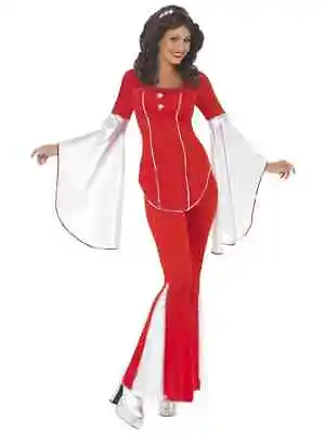 Red Super Trooper Adult Women's Costume Retro 70s Pop Music Star Divas Fancy ... • £49.56