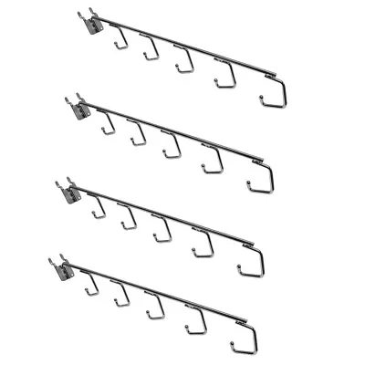 $33.50 • Buy Set 4 Pc Chrome 5 Hook Waterfall J Hook 16'' Long Pegboard