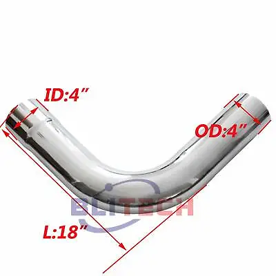 Chrome 90 Degree 4  X 18 Inch Exhaust Elbow Pipe 18 Inch Arms Pipe Exhaust Tube • $89.90