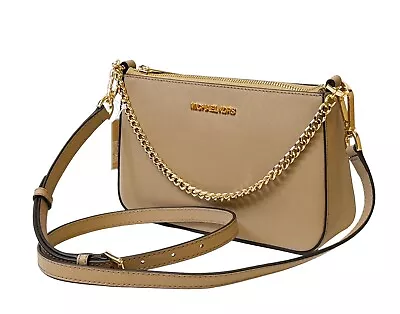 Michael Kors Jet Set Travel Pouchette Shoulder Chain Crossbody Bag Camel • $64.80