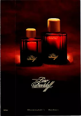 1993 Zino Davidoff Cologne Sniffer Fold Vintage Print Ad Front & Back Of Page • $8.75