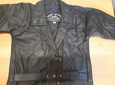 £19.99 • Buy Fringed Leather Baby Biker Brando Custom Motorcycle Jacket Faulty 12-18m - 1