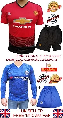 Mens Manchester United Chelsea Utd Football Club T Shirt Adidas Jersey Shorts • £19.99