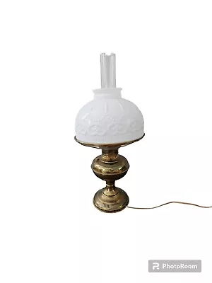 Vintage Aladdin Brushed Brass Table Lamp Model 11 Milk Glass Art Deco Shade • $140