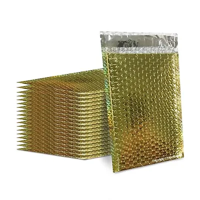 200 #2 Glamour Metallic Gold Metalized Bubble Mailers Envelopes Bags 8.5x12 • $59.95
