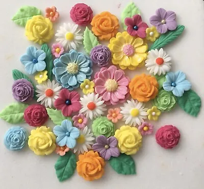£5.50 • Buy Large Mixed Flower Bouquet - Edible Sugar Paste - Cup Cake Decorations