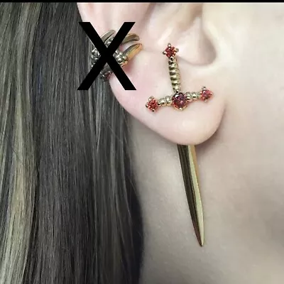 Sword Earrings Dagger Front Back Gothic Jewelry Ear Jacket Fake Gauge Earrings • $16