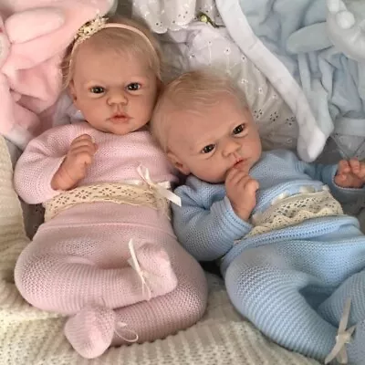 19  Twins Cloth Body Soft Silicone Reborn Baby Doll Lifelike Newborn Dolls Gift • $114.39