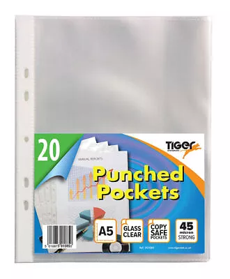 100 X A5 Clear Punched Pockets Strong Poly Plastic Sleeve Wallets For Ringbinder • £7.99