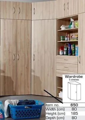 £269 • Buy 'EasyRoom'  Single Door Wardrobe Tall Shoe Cupboard Utility Storage - Washed Oak