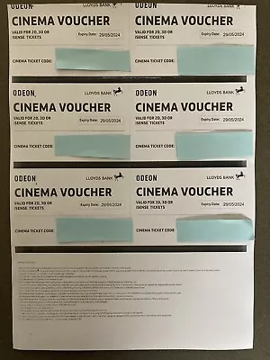 6 X Club Lloyds Odeon Cinema Tickets For ISense 2D 3D Films Expiry 29/05/24 • £39.95