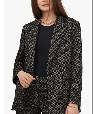 NWT Vince Camuto Blazer Size 16W Geo Jacquard Ponte Women's Rich Black • $40