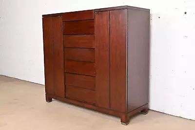 Drexel Heritage Modern Cherry Wood Gentleman's Chest With Flip Up Mirror • $1695