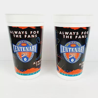 2 X AFL Centenary Coca Cola 1996 Promotional Collectable Plastic Cup • $17.95