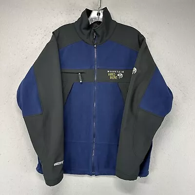 Mountain Hardwear Jacket Mens Large Blue Zip Gore Windstopper Fleece Softshell * • $39.95