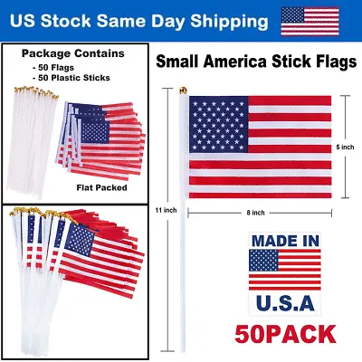 $11.68 • Buy 5 X 8 In American Flags US Flags / Mini American Country Flag On Stick Small USA
