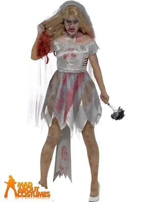 £15.49 • Buy Adult Deluxe Zombie Bride Costume Halloween Horror Ladies Fancy Dress Outfit 
