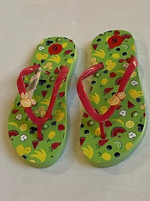 Disney Parks Hidden Mickey Mouse Tropical Fruit Flip Flops Size 6 Women's NEW • $15