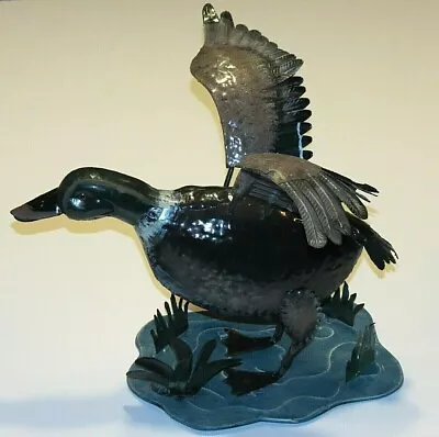 Tin Metal Duck Moving Wings Hand Painted Decorative Home Decor Collectible Nice! • $58