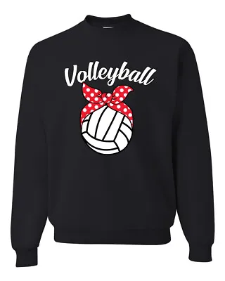 Volleyball Mom Cute Bow Ribbon Ball Unisex Crewneck Graphic Sweatshirt • $29.99