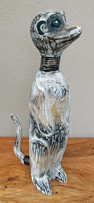 £15.99 • Buy Unusual Nodding Meerkat Ornament - Hand Carved Spring Neck Meerkat Medium