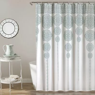 Stripe Medallion Shower Curtain-Fabric Mandala Bohemian Damask Print Design ... • $33.26