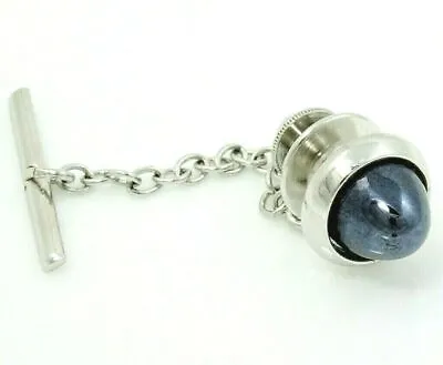 Bullet Cabochon Tie Tack Pin Silvertone Hematite • $12.50