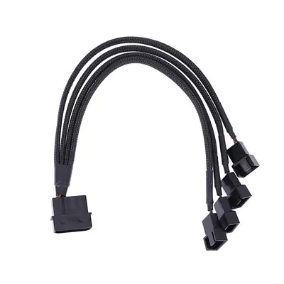 4-Pin IDE Molex Male To 4-Port PWM Male Sleeved Fan Extension Adapter Cable ψ • $8.89