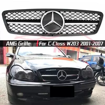 Chrome Black AMG Style Grille For Benz C-Class W203 2001-2007 C200 C240 C320 AMG • $99