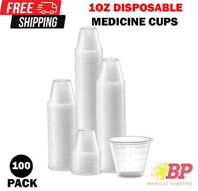 New Sleeve Of 100 Medicine Cups Plastic Graduated 1 Oz 100/sleeve • $5.95