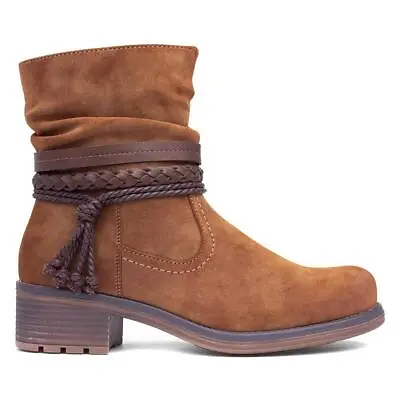 Lilley & Skinner Womens Boots Tan Ladies Microfibre Zip Up Ankle Veronica SIZE • £19.99