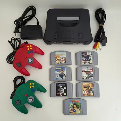 VERY GOOD! Genuine Nintendo 64 N64 Console 2x Controllers 7x Games Bundle PAL AU • $349.98