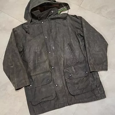 The Bracken Jacket Men M Medium Waxed Cotton Green Flannel Lined Barn Chore Coat • $88.95