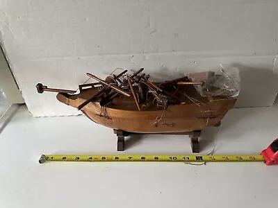 Vintage Solid Wood Ship Model Old Antique Schooner For Parts Or Repair • $16.95