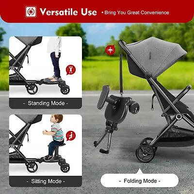 Universal 2 In 1 Stroller Ride Board W/ Detachable Seat Stroller Glider Board  • $32.31