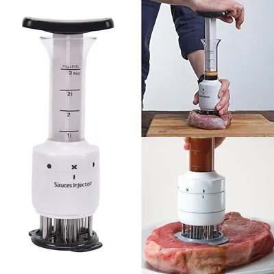 Meat Tenderizer Needle Injector Marinade Steaks FlavorSyringe Cook Kitchen T YK • £11.30